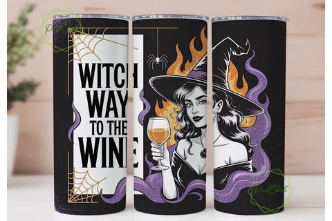 Witch Way to the Wine 20oz Tumbler Wrap Sublimation PixelChick 