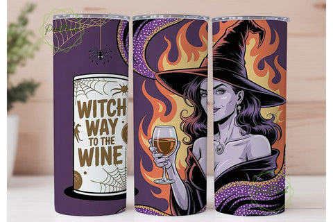 Witch Way to the Wine 20oz Tumbler Wrap Sublimation PixelChick 