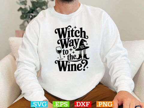 Witch Way To The Wine Svg, Witch Clipart, Halloween Svg, Halloween Witch DXF SVG Creativeart88 
