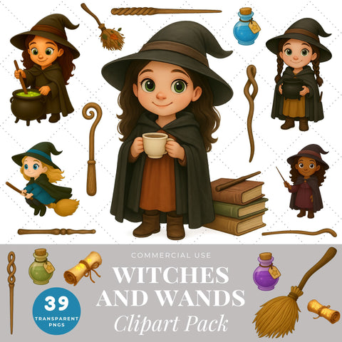 Witches and Wands PNG | Halloween PNG SVG Paige Cole Studio 