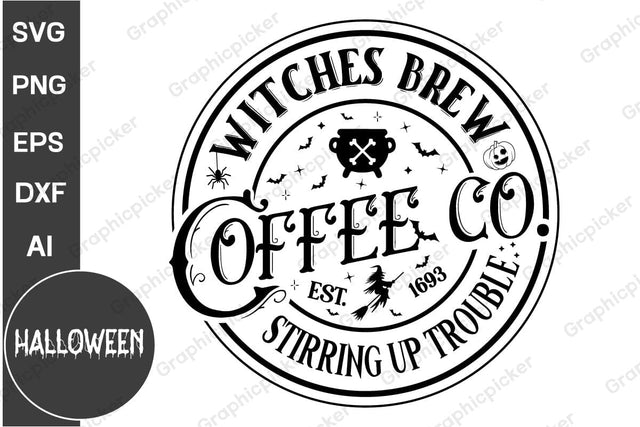 Witches Brew Coffee Co Svg, Halloween Quote Vintage T Shirt SVG, Halloween SVG, Retro Halloween SVG, Halloween SVG Design SVG DesignPlante 503 