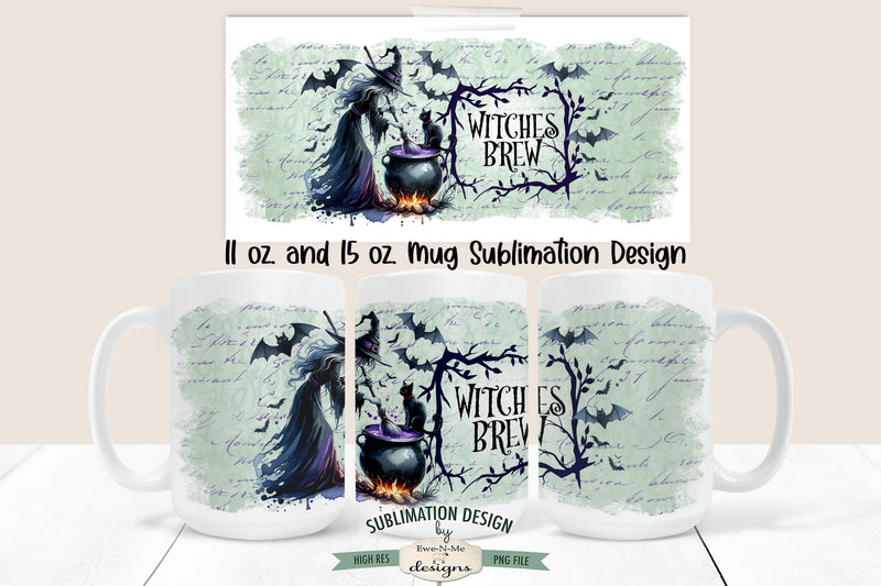 Witches Brew Halloween | 11 & 15 oz Mug Sublimation Wrap PNG Sublimation Ewe-N-Me Designs 