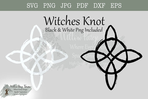 Witches Knot Sacred Protection Symbol Black White PNG svg png pdf jpg eps dxf file | Hand Drawn protection and sacred energy | Wiccan symbol SVG Willow Paige Farms 
