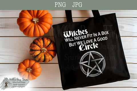 Witches Will Never Fit in a Box But We Love a Good Circle – Hand Drawn Pentacle Design | Black & White PNG JPG | Wiccan Witchy Digital Download Sublimation Willow Paige Farms 