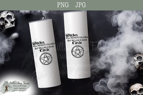 Witches Will Never Fit in a Box But We Love a Good Circle – Hand Drawn Pentacle Design | Black & White PNG JPG | Wiccan Witchy Digital Download Sublimation Willow Paige Farms 