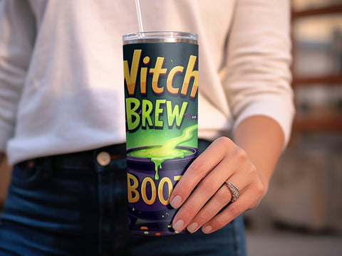 Witch's Brew Halloween Booze Tumbler Wrap PNG Sublimation Luvleigh Digitals 