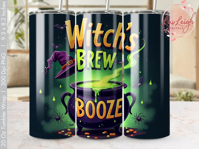Witch's Brew Halloween Booze Tumbler Wrap PNG Sublimation Luvleigh Digitals 