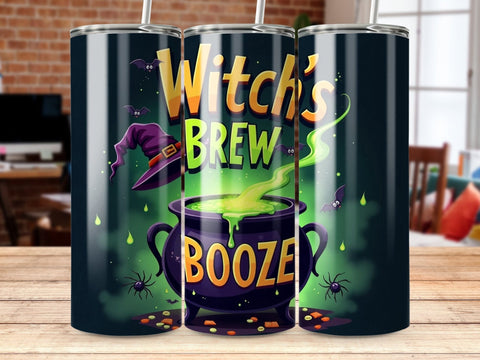 Witch's Brew Halloween Booze Tumbler Wrap PNG Sublimation Luvleigh Digitals 