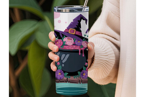 Witch's Cauldron Tumbler Wrap Sublimation DesignSVG 