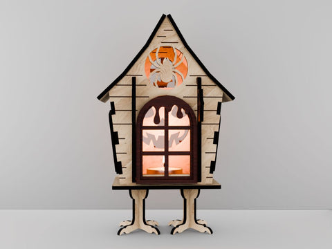 Witch's Hut Lantern - Halloween Night Light & Spooky Decor SVG LaserCutano 