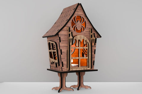 Witch's Hut Lantern - Halloween Night Light & Spooky Decor SVG LaserCutano 