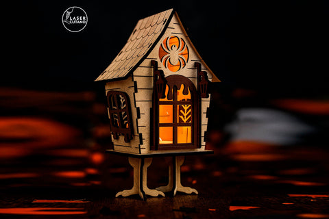 Witch's Hut Lantern - Halloween Night Light & Spooky Decor SVG LaserCutano 