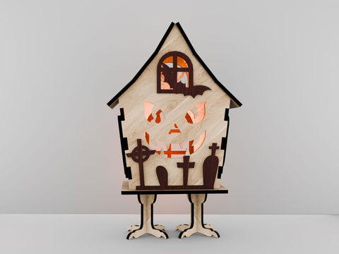 Witch's Hut Lantern - Halloween Night Light & Spooky Decor SVG LaserCutano 