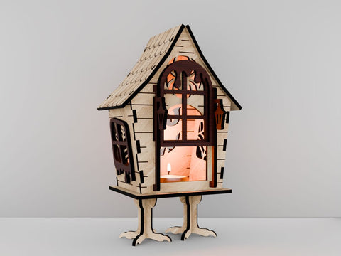 Witch's Hut Lantern - Halloween Night Light & Spooky Decor SVG LaserCutano 
