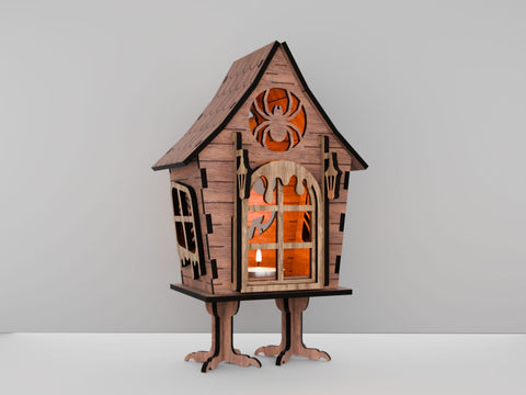 Witch's Hut Lantern - Halloween Night Light & Spooky Decor SVG LaserCutano 