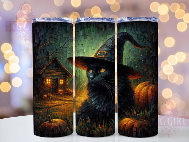 Witchy Black Cat & Candle Halloween Tumbler, Gothic Candle Wrap, Halloween Cup Design, Spooky 20oz Drinkware, Magic Cat Sublimation, Dark Gothic Tumbler, Haunted Candle Art Sublimation SvggirlplusArt 
