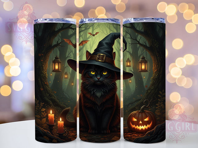 Witchy Black Cat & Candle Halloween Tumbler, Gothic Candle Wrap, Halloween Cup Design, Spooky 20oz Drinkware, Magic Cat Sublimation, Dark Gothic Tumbler, Haunted Candle Art Sublimation SvggirlplusArt 