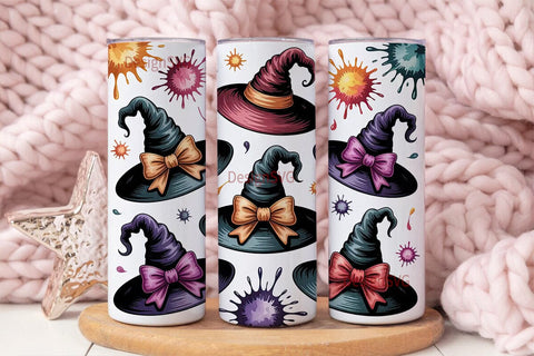 Witchy Bows & Hats 20oz Tumbler Wrap Sublimation DesignSVG 