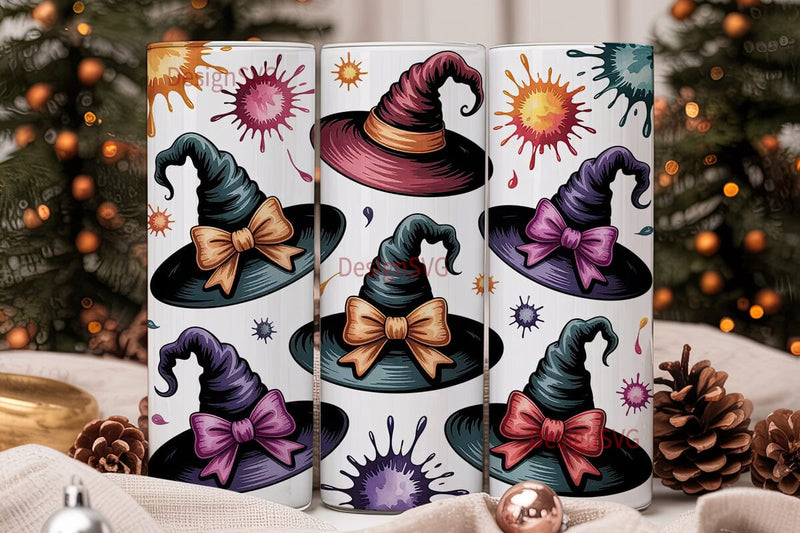 Witchy Bows & Hats 20oz Tumbler Wrap Sublimation DesignSVG 