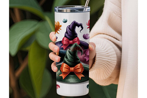 Witchy Bows & Hats 20oz Tumbler Wrap Sublimation DesignSVG 