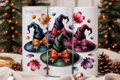 Witchy Bows & Hats 20oz Tumbler Wrap Sublimation DesignSVG 