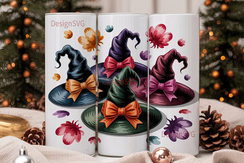 Witchy Bows & Hats 20oz Tumbler Wrap Sublimation DesignSVG 