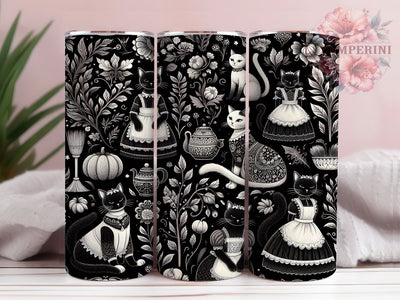Witchy Cat Cottage Tumbler, Black Cat Seamless Wrap, 20oz Tumbler Sublimation, Spooky Fall Cottage Design, Witchy Cat Sublimation, Haunted House Tumbler, Cozy Halloween Wrap Sublimation Li Zamperini 