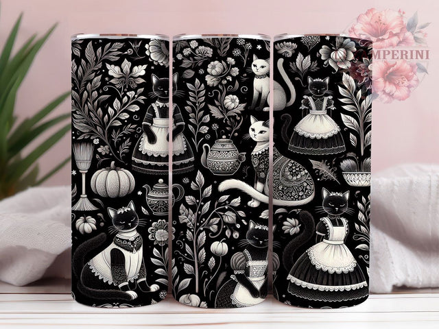Witchy Cat Cottage Tumbler, Black Cat Seamless Wrap, 20oz Tumbler Sublimation, Spooky Fall Cottage Design, Witchy Cat Sublimation, Haunted House Tumbler, Cozy Halloween Wrap Sublimation Li Zamperini 