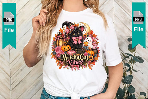 Witchy Cat Vibes Sublimation PNG Sublimation Craftlabsvg24 