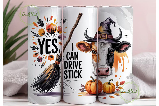 Witchy Cow Halloween 20oz Tumbler Wrap Sublimation PixelChick 