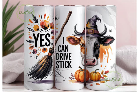 Witchy Cow Halloween 20oz Tumbler Wrap Sublimation PixelChick 