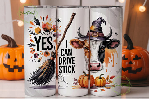 Witchy Cow Halloween 20oz Tumbler Wrap Sublimation PixelChick 