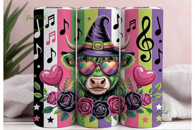 Witchy Cow Hearts 20oz Tumbler Wrap Sublimation PixelChick 
