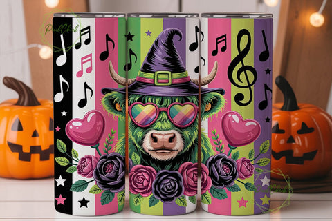 Witchy Cow Hearts 20oz Tumbler Wrap Sublimation PixelChick 