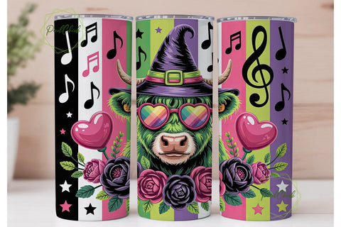 Witchy Cow Hearts 20oz Tumbler Wrap Sublimation PixelChick 