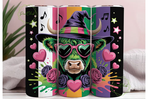 Witchy Cow Hearts 20oz Tumbler Wrap Sublimation PixelChick 