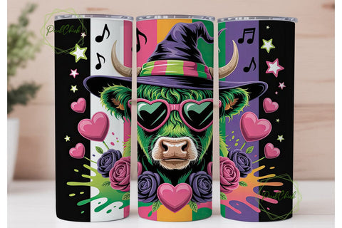 Witchy Cow Hearts 20oz Tumbler Wrap Sublimation PixelChick 