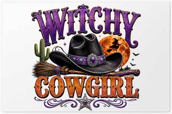 Witchy Cowgirl PNG | Western Halloween Sublimation PNG SVG BillahCrafts 