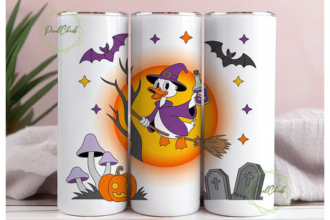 Witchy Duck Halloween Tumbler Wrap Sublimation PixelChick 