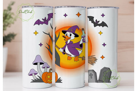Witchy Duck Halloween Tumbler Wrap Sublimation PixelChick 