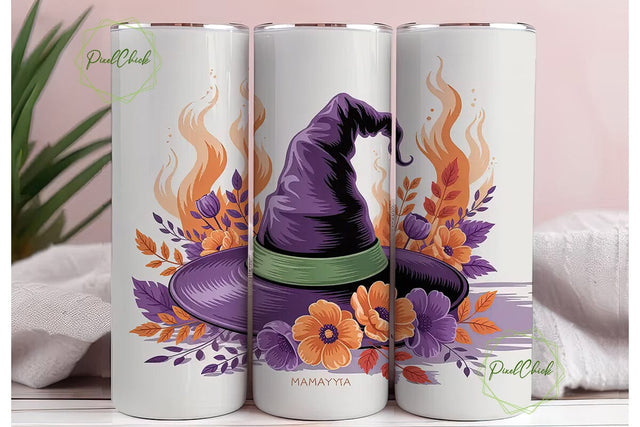 Witchy Floral Halloween 20oz Tumbler Sublimation PixelChick 
