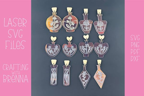 Witchy Floral Potion Bottle Earring BUNDLE Laser SVG SVG Crafting With Brenna 