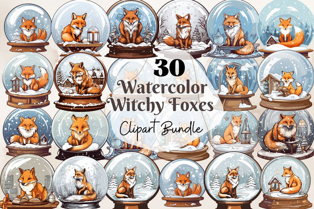 Witchy Foxes Clipart Bundle Sublimation Regulrcrative 