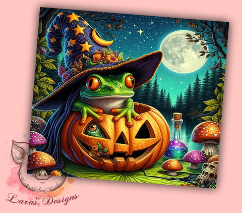 Witchy Frog 20 oz Skinny Tumbler Sublimation Design, Straight & Tapered Tumbler Png, Halloween Frogs Tumbler Png, Digital Download PNG Sublimation Lara' s Designs 