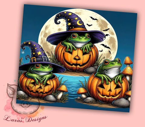 Witchy Frog 20 oz Skinny Tumbler Sublimation Design, Straight & Tapered Tumbler Png, Halloween Frogs Tumbler Png, Digital Download PNG Sublimation Lara' s Designs 