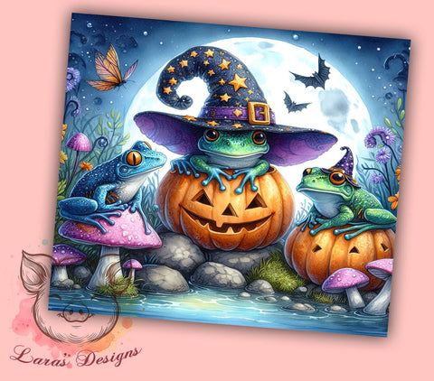 Witchy Frog 20 oz Skinny Tumbler Sublimation Design, Straight & Tapered Tumbler Png, Halloween Frogs Tumbler Png, Digital Download PNG Sublimation Lara' s Designs 