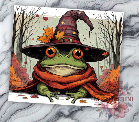 Witchy Frog 20oz Tumbler Wrap PNG, Frog Halloween Tumbler Png, Straight & Tapered Tumbler Wrap, Instant Digital Download Sublimation Li Zamperini 