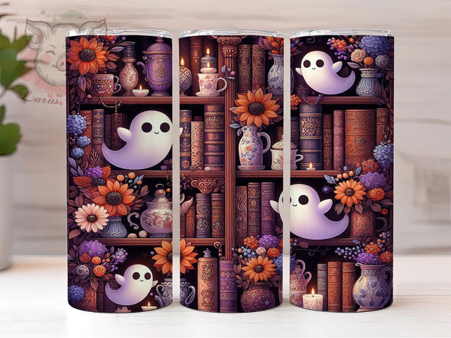 Witchy Ghost Potions Halloween Tumbler, Potions Mug, Halloween Bookshelf, Cozy Gothic Decor, 20Oz Tumbler Wrap, Sublimation Design, Witchy Floral Art Sublimation Lara' s Designs 