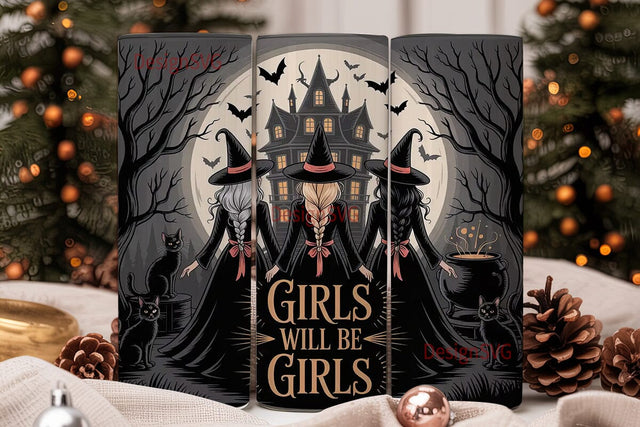 Witchy Girls Halloween 20oz Tumbler Wrap Sublimation DesignSVG 