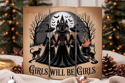 Witchy Girls Halloween 20oz Tumbler Wrap Sublimation DesignSVG 